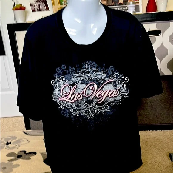 Gildan Heavy Cotton Black Las Vegas. T-Shirt size XL - Picture 2 of 6